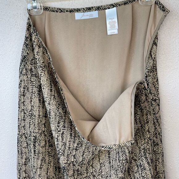 JH Collectibles Tan and Brown Midi Skirt Size Petite 10 EUC - Picture 4 of 5